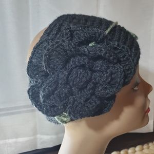 Handmade headband earwarmer black